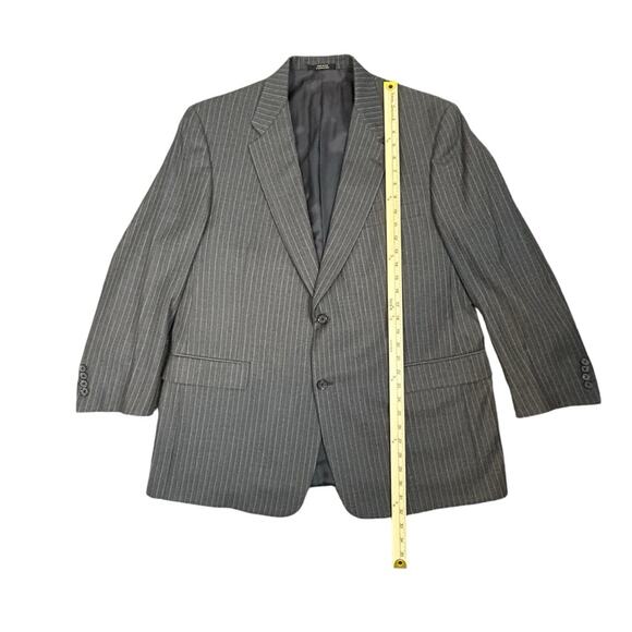 Hart Schaffner Marx Jacket Blazer Mens SZ 46R Gray Pin Stripe Single Breasted - Picture 4 of 8